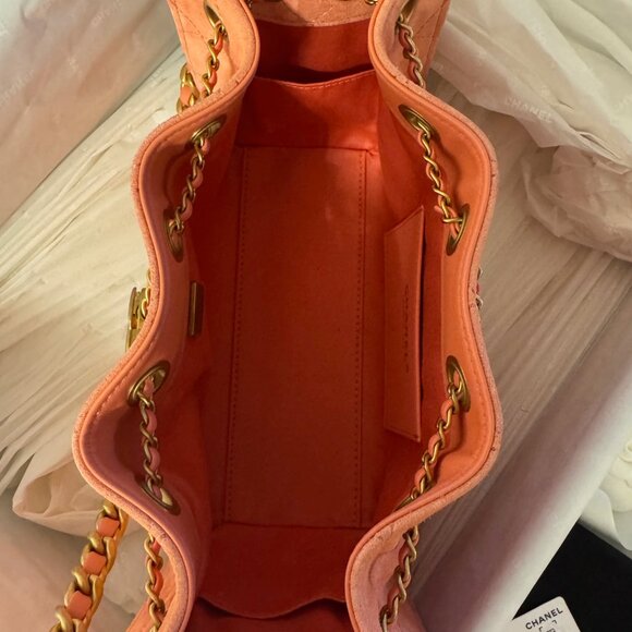 Authentic Chanel Mini 25 Coral Suede Brand New in Box - Picture 9 of 13